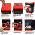 thumbnail image 4 of Mini alcancía electrónica ATM para niños, juguete para bebés, caja fuerte, caja de ahorro de dinero, cerradura con contraseña para niños, niños y niñas, el mejor regalo (rojo), 4 of 5