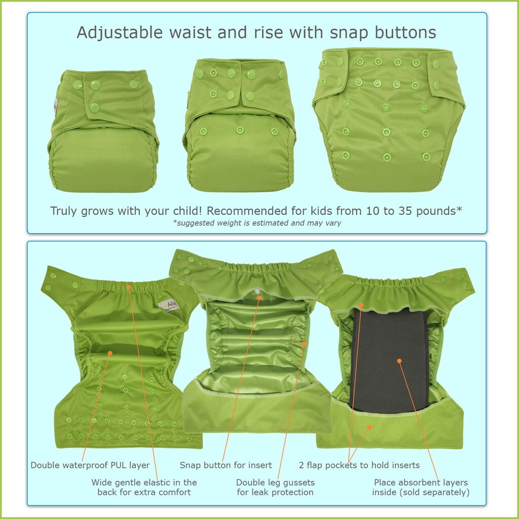 Reusable Waterproof Diaper Cover Shell: for Baby Prefold Cloth Diapers, Flats or Inserts (Jurassic Park)