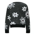 thumbnail image 5 of Women's Floral Sweater Cardigan Flower Printed Button Down V Neck Drop Shoulder Long Sleeve Knit Outerwear Sweaters (L, Black), 5 of 6