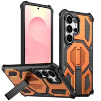 For Samsung Galaxy S25 Ultra 5G Case [Compatible With MagSafe], Hidden Metal Kickstand, Military-Grade Heavy Duty Case with Bumper Frame, 360° Full Body Shockproof Protection Cover,Orange