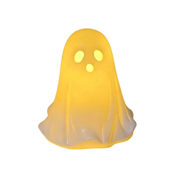 FEISHENTT Halloween Cute Ghost LED Night Light Figurine,Soft Warm Glow Mini Resin Ghost Lamp,Vintage Spooky Tabletop Decor Ornament 11X9CM