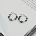 thumbnail image 4 of LeCalla 925 Sterling Silver Jewelry Antique Balinese Beaded Hoop Earrings for Women and Teen 17MM, 4 of 8