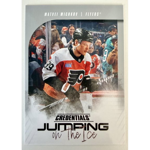 2024 Upper Deck Credentials Jumping On The Ice Matvei Michkov Rookie Philadelphia Flyers Hockey Card