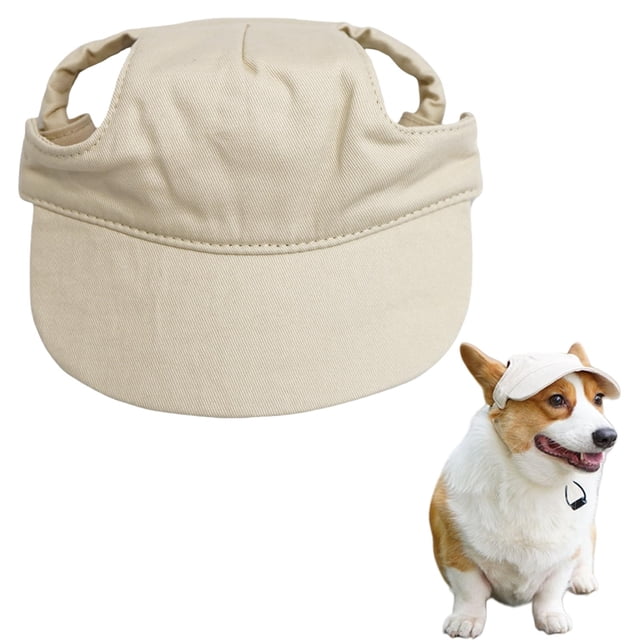 Dog Sun Hat with Ear Holes | Pet Baseball Cap Visor for Sun Protection | Breathable Outdoor Summer Bonnet for Small Medium Large Dogs | Adjustable Chin Strap for Beach Walks Travel