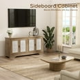 thumbnail image 4 of Brafabhome 63"W Farmhouse Sideboard Buffet Cabinet with 3D Decorative Doors, Rustic Wood Credenza Storage Cabinet with Vintage Metal Handles, Light Oak, 4 of 6