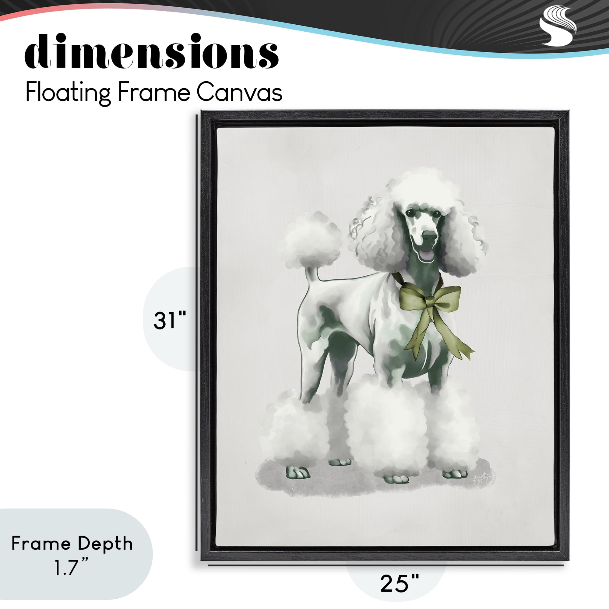 Stupell Industries Graceful Poodle & Ribbon Black Framed Floater Canvas Wall Art, design by Elizabeth Medley