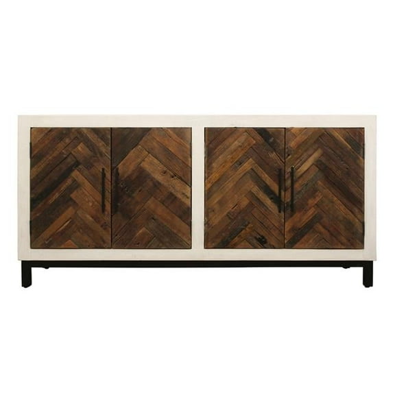 Bayside 4-Door Sideboard with Solid Wood Frame Multi-Color 2-Tone Finish