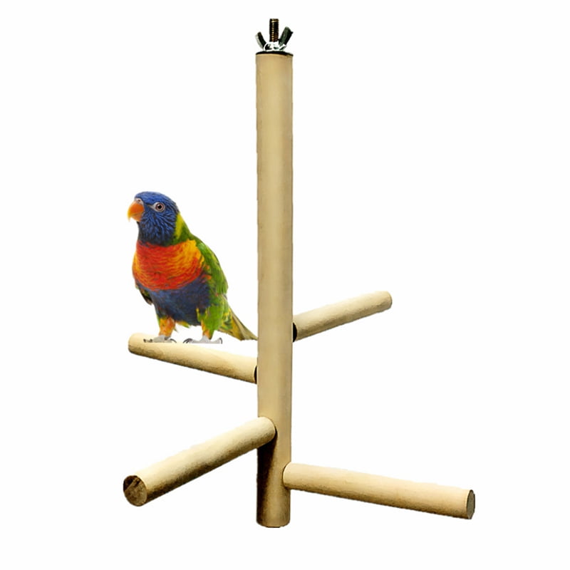 Natural Wooden Bird Toy Pet Bird Parrot Cage Standing Exercising Perch Toys 
