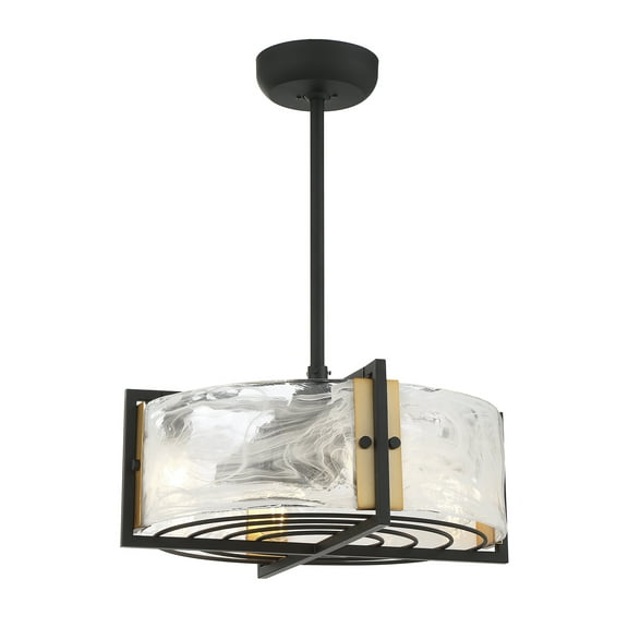 Hayward 4-Light Fandelier in Matte Black with Warm Brass Accents