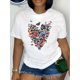 thumbnail image 1 of Women's Vibrant Butterfly Heart Print T-Shirt - Casual Crew Neck, Short Sleeve Top in Lightweight Polyester - Ideal for Spring & Summer, Machine Washable, Colorful, Machine Washable, 1 of 7