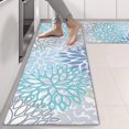thumbnail image 2 of Kitchen Rugs Sets Of 2,Blue Floral Leaf Pattern Anti Fatigue Kitchen Mat Rugs Non Slip Washable,Decorative Kitchen Floor Mats for Kitchen,Sink,Laundry,17"X47", 2 of 5