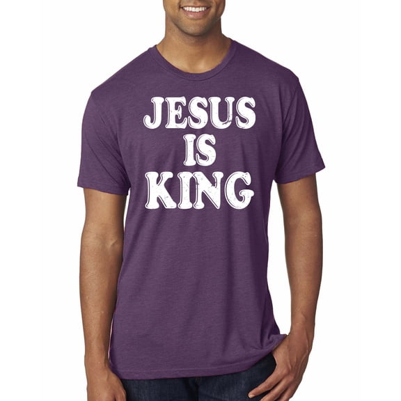 Jesus Is King Bible Scripture | Mens Christian Premium Tri Blend T-Shirt, Vintage Purple, Medium