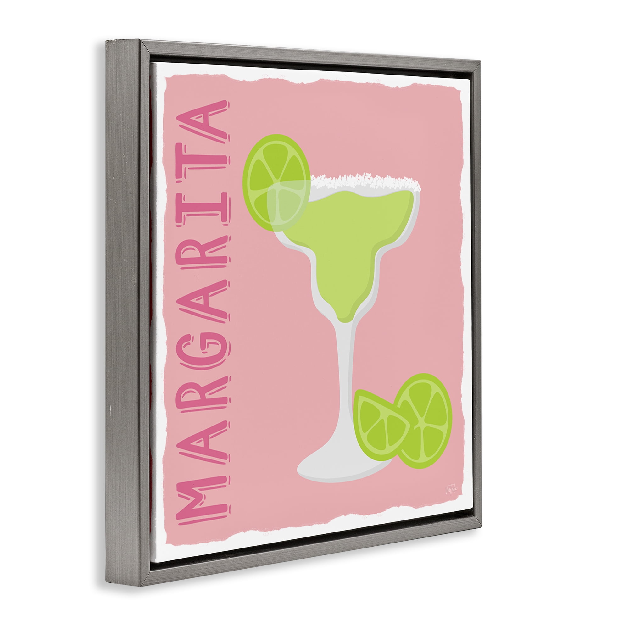 Stupell Industries Margarita Cocktail with Limes Food & Beverage Painting Gray Floater Framed Canvas Art Print Wall Art, 25 x 25