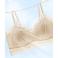 thumbnail image 3 of Koadzawe Women's Lace Trim Bralette, Wireless Soft Cup Bra with Adjustable Spaghetti Straps, V Neck Seamless Comfort Bralette for Everyday Wear, Sleep, Lounge and Layering Khaki 3XL, 3 of 7