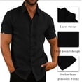 thumbnail image 3 of Summer Mens Linen Button Up Casual Short Sleeve Slim Fit Shirts, 3 of 8