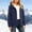 Dark Blue, variant on Womens Fleece Lined Hooded Zip Up Jacket Elastic Cuff Side Zipper Pockets Relaxed Mid Cut for Lakeside Camping Park Gathering Black XXXL