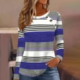 thumbnail image 2 of Youyipin Long Sleeve Shirts for Women Women's Colorblock Striped Button Long Sleeve Crew Neck Tee Shirts Tops, 2 of 6