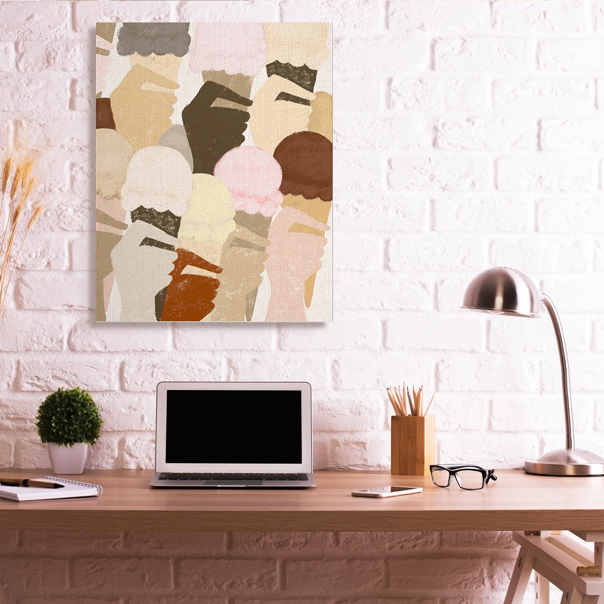 Stupell Industries Hands Holding Ice Cream Pattern Neutral Colors Food & Beverage Painting Gallery Wrapped Canvas Art Print Wall Art, 36 x 48