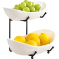 thumbnail image 6 of HBlife 2 Tier Ceramic Fruit Rack, Fruit Basket, Fruit Bowl for Kitchen Counter, Black, 6 of 7
