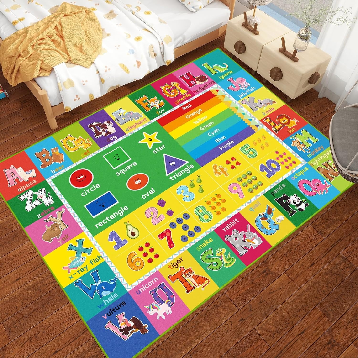 Baby Play Mat Kids Rug for Playroom, Floor Mat for Toddlers, Playtime Collection ABC, Numbers, Animals Educational Area Rugs for Kids Room Classroom ( 78.7X 59 Inch)