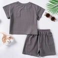 thumbnail image 4 of Jiilone Toddler Boys Outfit Sets Summer Short Sleeve Striped T Shirts Pullover Tops + Striped Shorts Outfits Loose Soft 2 Pieces Kids Boys Athletic Sets, 4 of 6