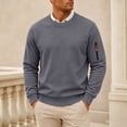 thumbnail image 2 of Comfort Colors Sweatshirt Nelozsy Men's Solid Color Long Sleeve Round Neck Hoodless Sweatshirts Dark Gray S, 2 of 9