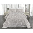 thumbnail image 2 of Ambesonne Abstract Modern Art Quilted Coverlet 3 Pcs, Art Silhouettes, King Size, Pale Lavender and Off White, 2 of 4
