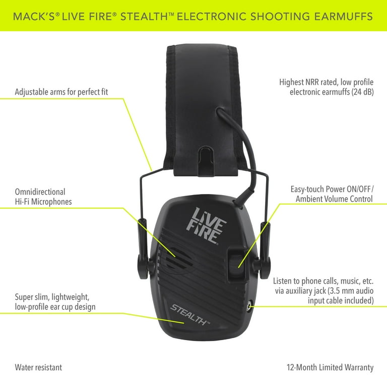 Best Electronic Shooting Earmuffs - Live Fire Stealth from Mack's®