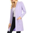 thumbnail image 2 of Women's Long Sleeves Relexed Fit Open Front Side Pockets Solid Cardigan, 2 of 4