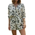 thumbnail image 1 of Sedceaty Women's Two Pieces Clothes Outfit, Turn-Down Collar Short Sleeve Button-Down Printed Blouse + Elastic Waist Shorts, 1 of 9
