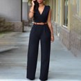 thumbnail image 2 of LMOIPLI Women's V Neck Dressy Long Pants Rompers Wide Leg 2024 Sleeveless Jumpsuits for Women Black,XL, 2 of 6