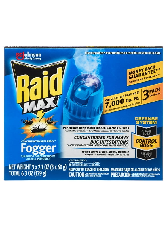Raid Max Concentrated Deep Reach Fogger, 2.1 fl oz, 3 ct (Total 6.3 fl oz, 179 g)