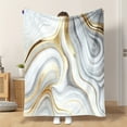 thumbnail image 4 of Luxurious Marble Print Flannel Blanket - Soft All-Season Throw, Elegant White Gray Golden Pattern for Sofa Bed Office Travel, Ideal Gift & Cozy Decor, 4 of 9