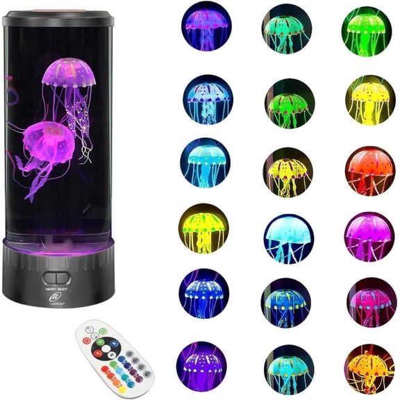 Lightahead Large Round Jellyfish Lamp Featuring 18 LEDs-Dynamic Color-Changing Effects. This Sensory Artificial Aquarium for Decoration, Autism, ADHD, Stress, Anxiety. An Excellent Gift Option.