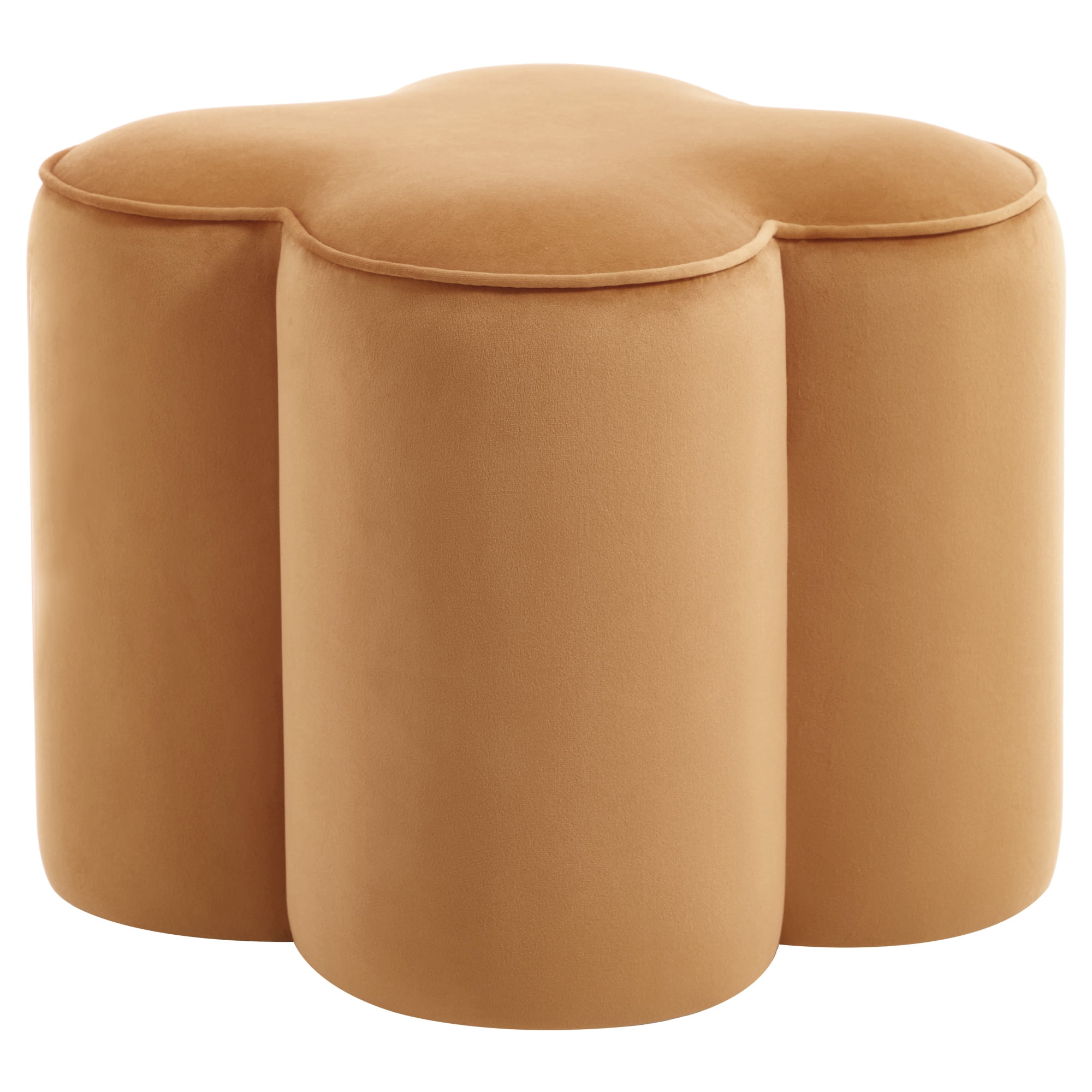 Zesthouse 18.5″ Velvet Fabric Ottoman, Modern Ottoman Coffee Table for Living Room, Flower Shaped Foot Stools, Upholstered Footrest Stool for Couch, Came