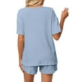 thumbnail image 5 of UVN 2 Piece Pajama Sets for Women Short Sleeve Top and Shorts Sleepwear Casual Lounge Set with Pockets, 5 of 9