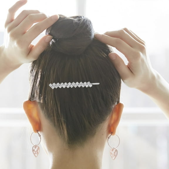 Beaupretty 2 Pairs Rhinestone Hair Pins for Women Silver Alloy Hair Decoration