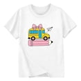 thumbnail image 4 of JCCXIN Toddler Kids Girls Back To School Tees First Day Of School Clothes Pencil Bus Graphic Tops Crew Neck Short Sleeve Loose Fit Lovely Beach Casual Daily Wear,White,12-13 Years, 4 of 4