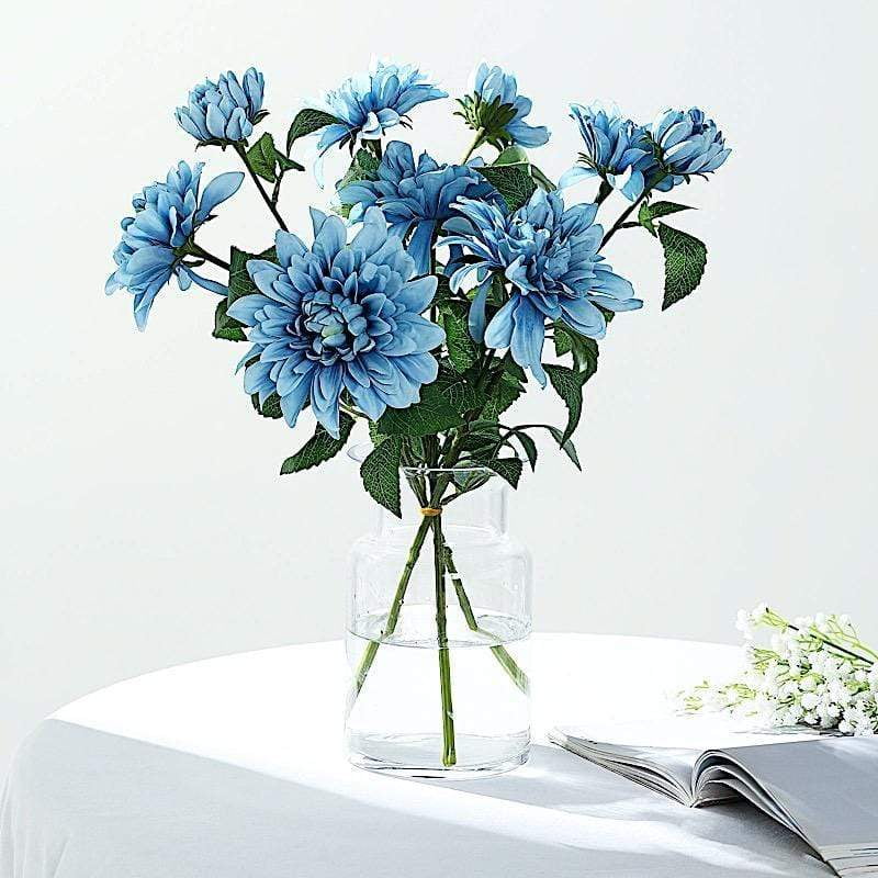 2 Dusty Blue 30 In Tall Dahlia Spray Stems Silk Artificial Flowers Walmart Com Walmart Com