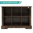 thumbnail image 6 of 6-Cube LED Bookshelf, Mid-Century Modern Wood Storage Shelf for Bedroom, Living Room & Office, Brown, 6 of 7