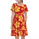 thumbnail image 1 of Easygdp Red Vintage Flowers para Vestido Transpirable de Mujer, Vestido Suelto de Manga Corta con Pliegues y Bolsillos para el Verano, 1 of 6