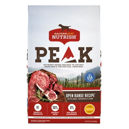 Rachael Ray Nutrish PEAK Natural Dry Dog Food, Grain Free, Open Range Recipe with Beef, Venison & Lamb, 23