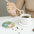 thumbnail image 6 of Kll Octagon Drink Coasters Set Of 4,Pu Leather Absorbent Coasters Set Decorative Coffee Cup Coasters Housewarming Gift For Home Decor-Starfish And Seashell On The Summer Beach, 6 of 9