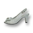 thumbnail image 3 of FLORAL Staci Women's Wide Width Peep Toe Glitter Bow with Jewel Slingback Pump SILVER 10, 3 of 6