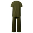 thumbnail image 6 of HOWPAY Women 2 Piece Outfits Sets Solid Color Short Sleeve Crew Neck Pullover Tops Wide Leg Pants Lounge Sets Loose Fit Casual Y2K Tracksuits Green L, 6 of 6