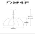 thumbnail image 2 of Dainolite PTO-201P-MB-BW 1 Light Incandescent Pendant, Matte Black with White Shade & Black Trim, 2 of 2