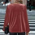 thumbnail image 4 of Mifsaly Velvet Tops for Women Christmas Cocktail Evening Party Velour Blouse Cowl Neck Business T-Shirts Loose Vintage Long Sleeve Pullover Shirts XXL, 4 of 6