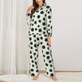 thumbnail image 6 of Rateoe Abstract Green Polka Dot Pattern Womens Pajamas Set Long Sleeve Sleepwear Button Down Nightwear Soft Cotton Pj Lounge Sets, 6 of 9