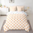 thumbnail image 2 of Homewish Orange White Grid 7-Piece Twin Bedding Sets For Kids Children Teens,Geometric Buffalo Bedding Comforter Set,Minimalist Abstract Breathable Sheet Sets,Microfiber Bedroom Decor,Reversible, 2 of 8