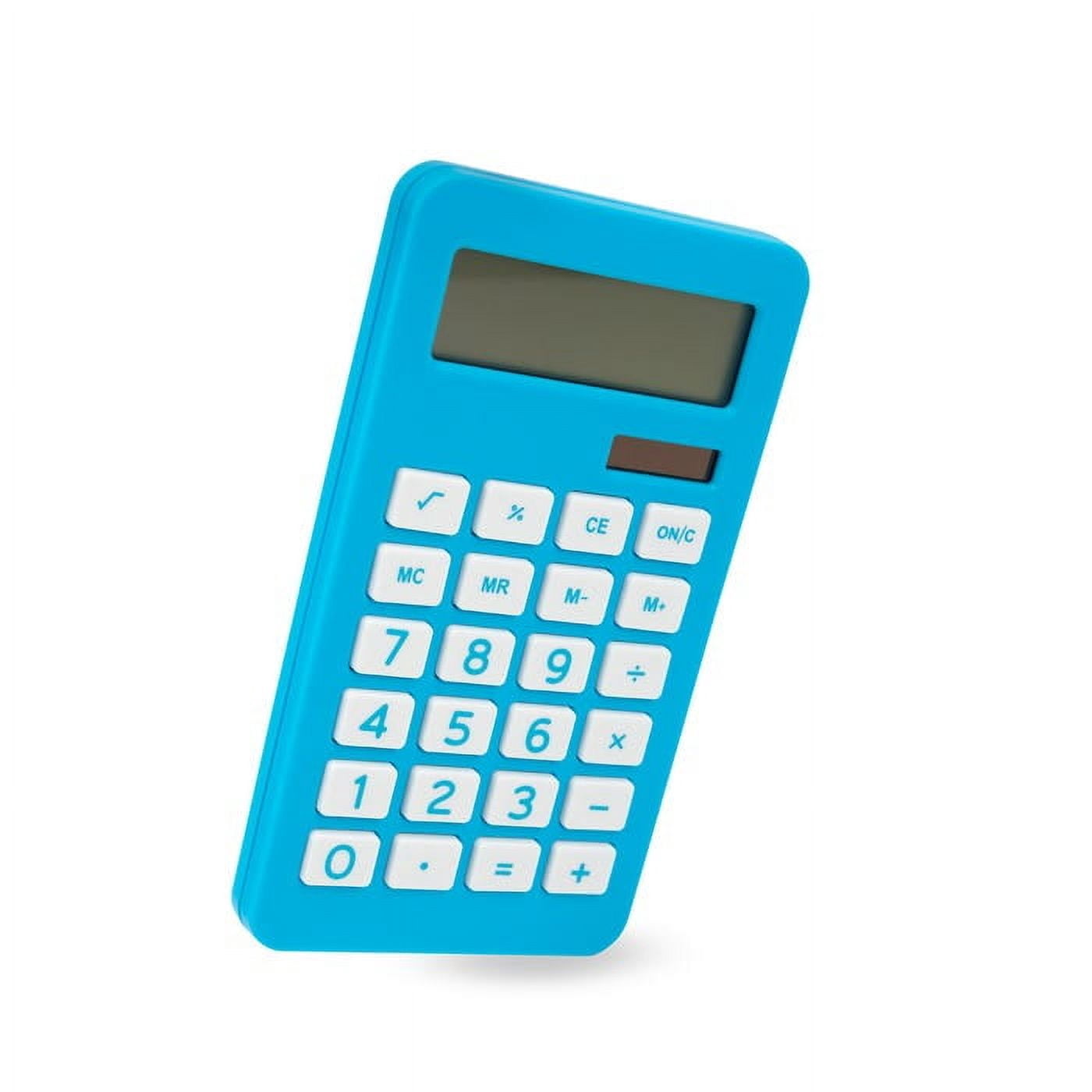 JAM Paper Desktop Calculator, 10 Digit LCD Display, 3 3/4 x 6 3/4 Inches, Blue, 1 Pack